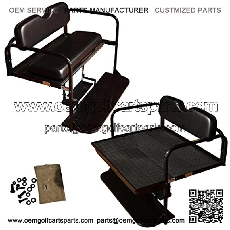Performance Plus Carts Club Car Precedent Golf Cart Flip Folding Rear Back Seat Kit - Black Cushions