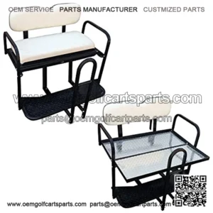 Performance Plus Carts Rear Flip Seat Kit for TXT/Medalist/PDS Model Golf Cart - Oyster White Cushions