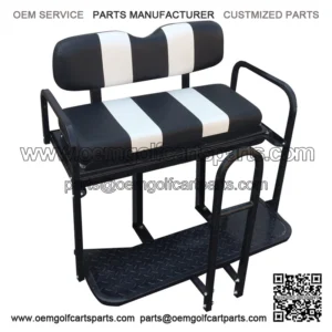 Rear Seat Flip Seat Kit - Black & White Two Tone (w/ Front Seat Cover + FREE Grab Bar)