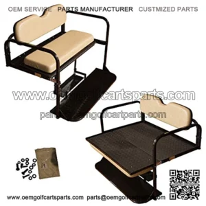 Performance Plus Carts Golf Cart Folding Rear Back Seat Kit - Stone Cushions