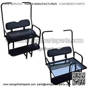 Performance Plus Carts DS Golf Cart Rear Flip Back Seat Kit for 1982-2000.5 - Black