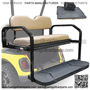 EZGO RXV Golf Cart Rear Seat Kit ?C for years 2008-up ?C Challenger HD 1.25" Frame Flip Up Cargo Back Seats Cushions Accessories Parts with Struts (Sandstone)