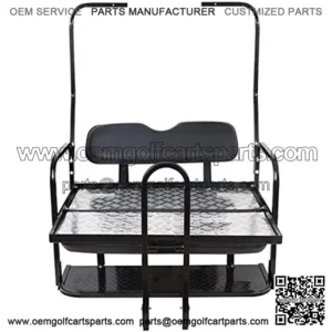Black Rear Seat Flip Back Seat Compatible with 1982-2000.5 Club Car DS Model Golf Cart