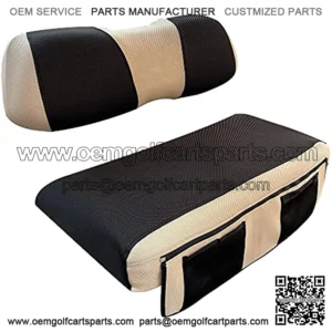 New Vision Golf Cart Seat Cover with Pocket Washable Mesh Bench Seat Cover Fits Most of EZGO Club Car DS (Black + Beige)
