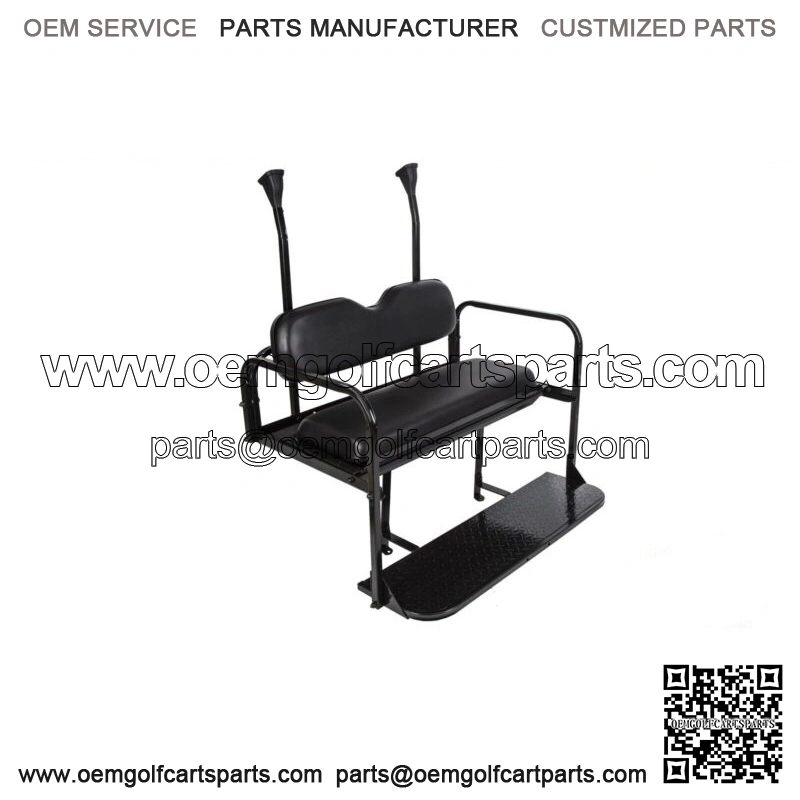 For Club Car Precedent Golf Cart Flip Folding Rear Back Seat Kit - Black Cushion