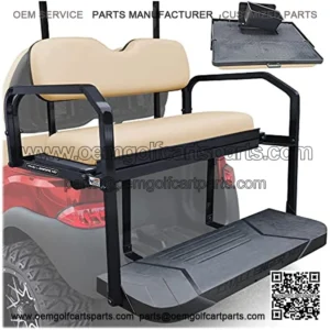 Club Car Precedent Golf Cart Rear Seat Kit ?C For Onward and Tempo ?C Challenger HD 1.25?? Frame Flip Up Cargo Back Seats Cushions Accessories Parts with Struts (Buff Tan)