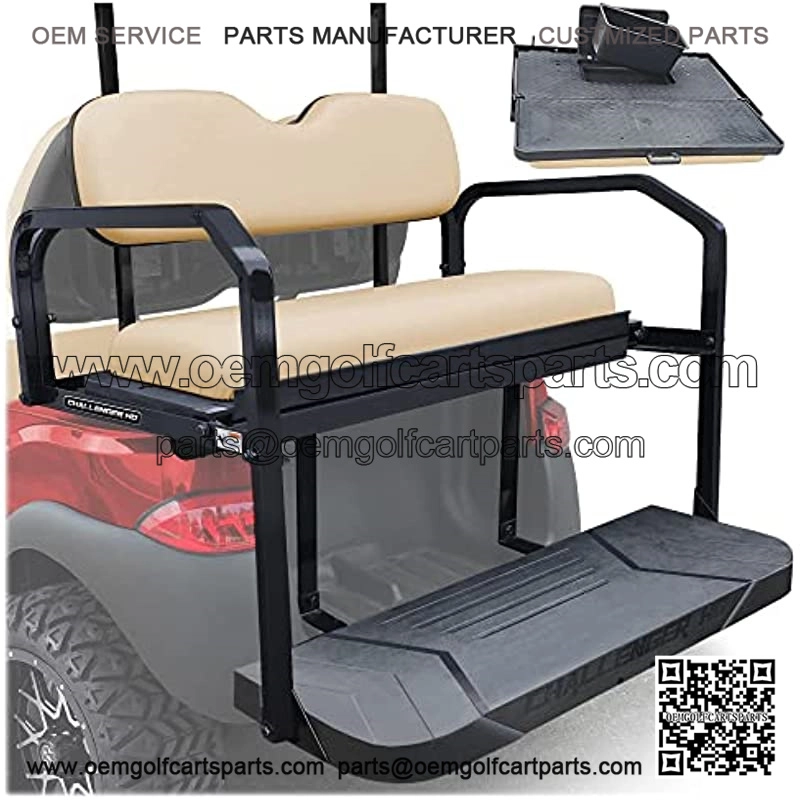 Club Car Precedent Golf Cart Rear Seat Kit ?C For Onward and Tempo ?C Challenger HD 1.25?? Frame Flip Up Cargo Back Seats Cushions Accessories Parts with Struts (Buff Tan)