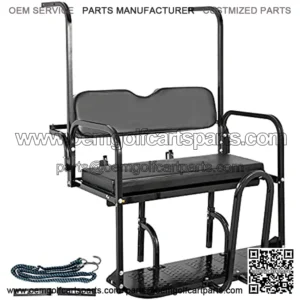 Club Car Rear Seat,Golf Cart Rear Seat for Yamaha G14, G16, G19, G22, Heavy Duty Golf Cart Back Seat 1102 lb Capacity, Black Golf Cart Flip Folding Rear Back Seat Kit w/Grab Bar & Roof Support
