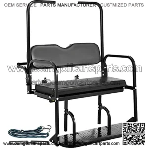 Golf Cart Rear Seat, Club Car Rear Seat for 2004-2018 Club Car Precedent, Heavy Duty Golf Cart Back Seat 1102 lbs Capacity, Black Steel Golf Cart Flip Folding Rear Back Seat Kit w/Roof Support