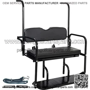 Golf Cart Rear Seat, Club Car Rear Seat for Club Car DS 2000-2013, Heavy Duty Golf Cart Back Seat 1102 lbs Capacity, Black Steel Frame Golf Cart Flip Folding Rear Back Seat Kit w/Roof Support