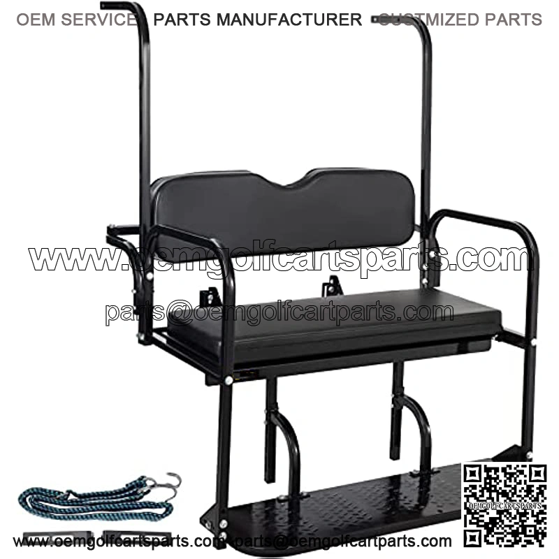 Golf Cart Rear Seat, Club Car Rear Seat for Club Car DS 2000-2013, Heavy Duty Golf Cart Back Seat 1102 lbs Capacity, Black Steel Frame Golf Cart Flip Folding Rear Back Seat Kit w/Roof Support