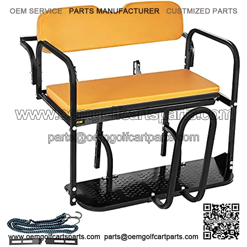 Golf Cart Rear Seat, Club Car Rear Seat for Club Car Precedent 2004 and Up, Heavy Duty Steel Golf Cart Back Seat 1102 lbs Capacity, Golf Cart Flip Folding Rear Back Seat Kit with Grab Bar - Tan