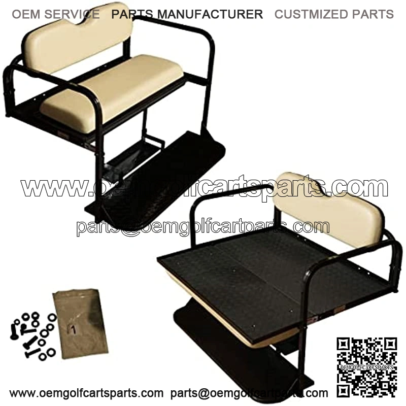 Performance Plus Carts Club Car Precedent Golf Cart Flip Folding Rear Back Seat Kit - Buff Cushions