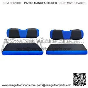 Golf Cart Front + Rear Seat Cover Set for EZGO TXT RXV & Club Car DS 4 Passenger Models Bench Seat Covers Kit Breathable Washable Polyester Mesh Cloth (S+XS) (Black/Blue)