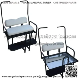 Club Car DS Golf Cart Flip Folding Rear Back Seat Kit Diamond Plate - Off White