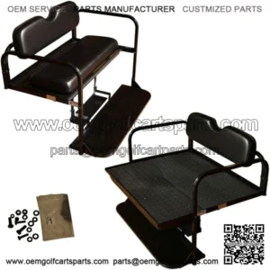Club Car DS Golf Cart Flip Folding Rear Back Seat Kit for 1982 to 2000.5-Black