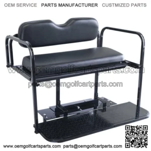 EZGO TXT Golf Cart Flip Folding Rear Back Seat Kit - Black Cushions