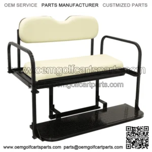 EZGO RXV Golf Cart Flip Folding Rear Back Seat Kit, 2008 and Up - Oyster White