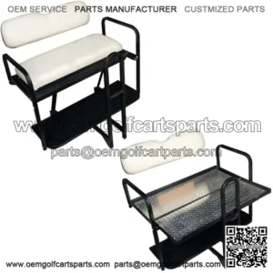 Club Car Precedent Golf Cart Flip Folding Rear Back Seat Kit - Off White Seats