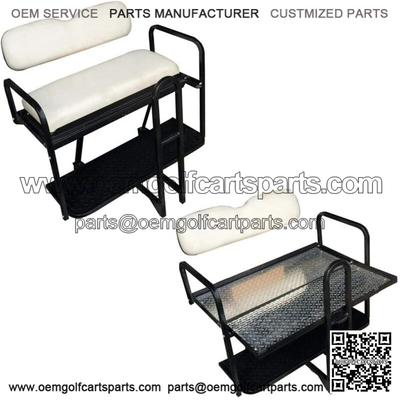 Club Car Precedent Golf Cart Flip Folding Rear Back Seat Kit - Off White Seats