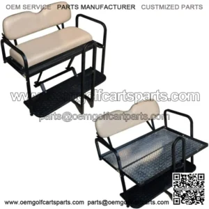 EZGO RXV 2008-2015 Golf Cart Flip Folding Rear Back Seat Kit Diamond Plate-Stone