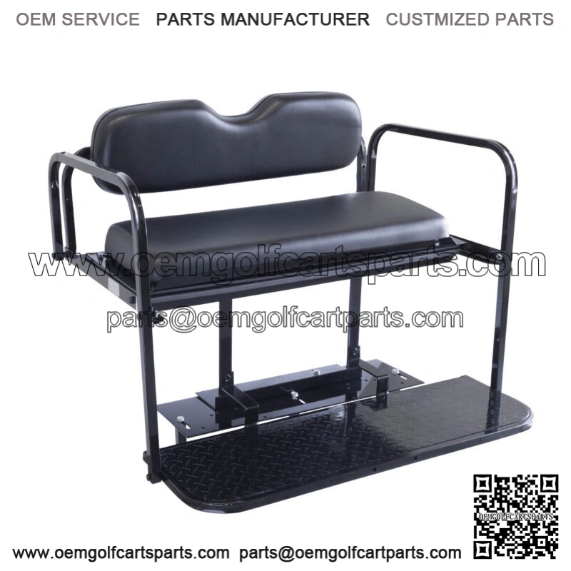 EZGO RXV Golf Cart Flip Folding Rear Back Seat Kit, 2008 & Up- Black Cushions