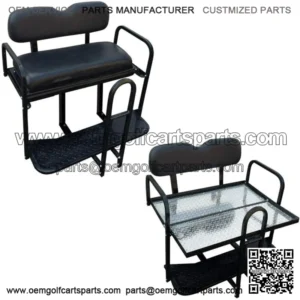 Yamaha Drive G29 Golf Cart Flip Folding Rear Back Seat Kit -Black Cushions