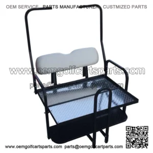 Rear Flip Seat Kit for Club Car Golf Cart DS Model(1982-2000/White)with grab bar