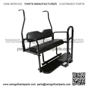 Folding Rear Flip Seat Kit w/Grab Bar for Club Car Golf Cart DS 2001-2013 Black