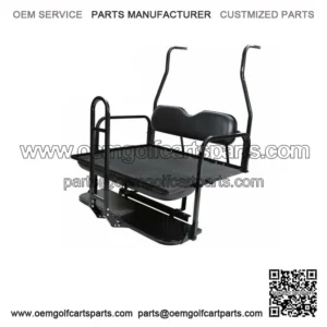 Black Folding Rear Flip Seat Kit for 2001-2013 Club Car Golf Cart DS w/Grab Bar