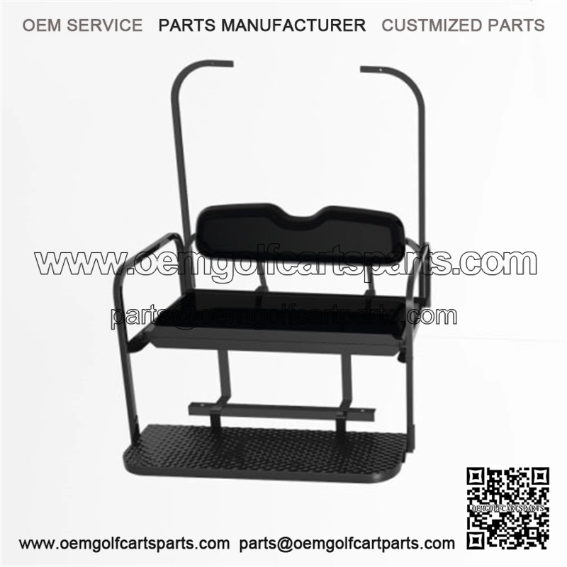 Club Car DS Old Black Rear Flip Seat with Roof Supports (1982-2000.5)