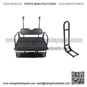 Black Rear Flip Seat Kit with Grab Bar for 2004-Up Club Car Golf Cart Precedent