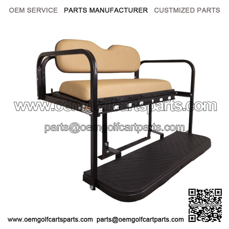 MACH3 Rear Flip Seat for EZGO TXT Golf Carts (1994.5 & Up) - Tan Cushions
