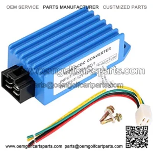 48V(28-60V) to 12V Golf Cart Voltage Reducer Converter for Yamaha Club Car, 10 Amp 120 Watts Dual Power Source