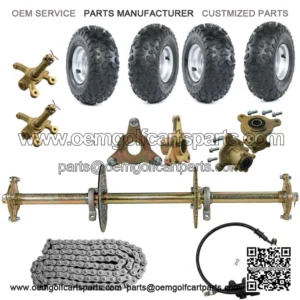 32″ Rear Live Axle Kit 6″ Wheels Brake Assembly for Go Kart Golf Cart Trike Quad