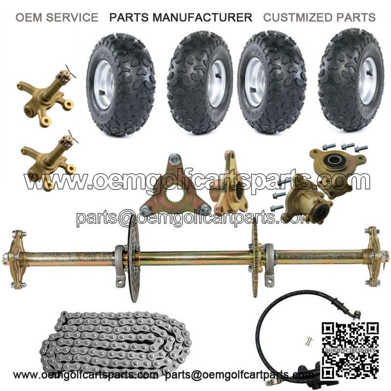 32″ Rear Live Axle Kit 6″ Wheels Brake Assembly for Go Kart Golf Cart Trike Quad