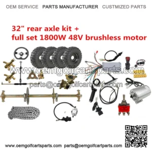 32" Go kart Rear Live Axle kit 6" Wheels 1800w 48V Electric Motor for ATV Trike