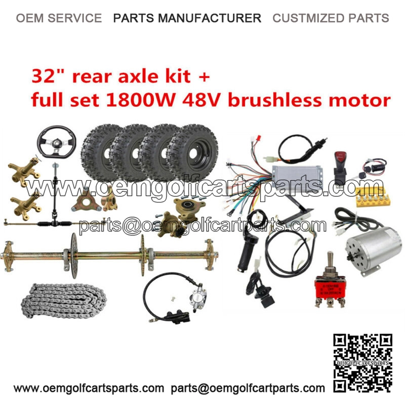 32" Go kart Rear Live Axle kit 6" Wheels 1800w 48V Electric Motor for ATV Trike