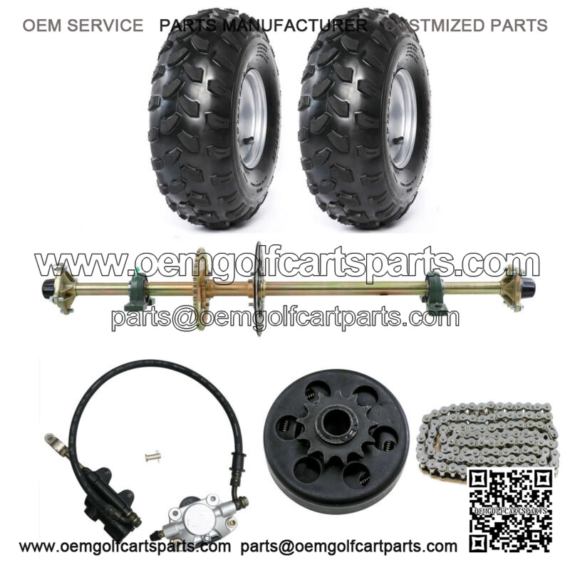 44" Go Kart Rear Axle Kit 428 Clutch Sprocket Rotor Wheel Hub ATV Cart 8" Wheels