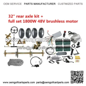 32" Go Kart Rear Axle Kit 6" Wheels 1800W 48V Electric Motor Kit Trike Quad ATV