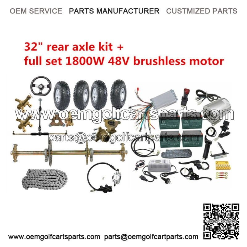 32" Go Kart Rear Axle Kit 6" Wheels 1800W 48V Electric Motor Kit Trike Quad ATV