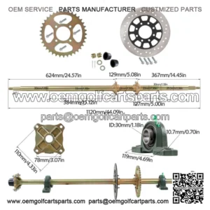 44" ATV Quad Go Kart Rear Live Axle Kit Sprocket Brake Disc Wheel Hub Golf Cart