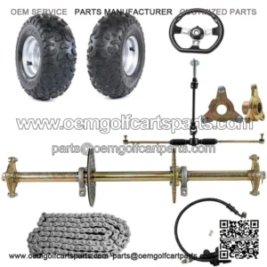 32" Go Kart Rear Axle Kit 6" Wheels Steering Tie Rod Rack Assembly Quad Trike
