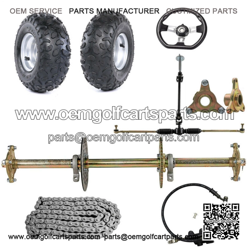 32" Go Kart Rear Axle Kit 6" Wheels Steering Tie Rod Rack Assembly Quad Trike